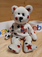 Ty Beanie Baby GLORY the American Bear with stars and a flag original 1998