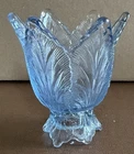 Vtg Blue Fenton Glass Tulip-Shaped Reversible Candle OR Votive Holder -GL15B1