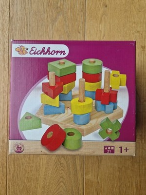 Eichhorn Holz Steckspiel farbigen Formen Lernspielzeug Kinder 21 Teile