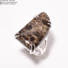 Genuine Turritella Agate Mother Handcrafted New Ring Jewelry 925 Sterling Silver