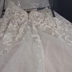 Galina Signature 16W Ivory Sweetheart Ball Gown Lace Beaded Tulle Wedding Dress