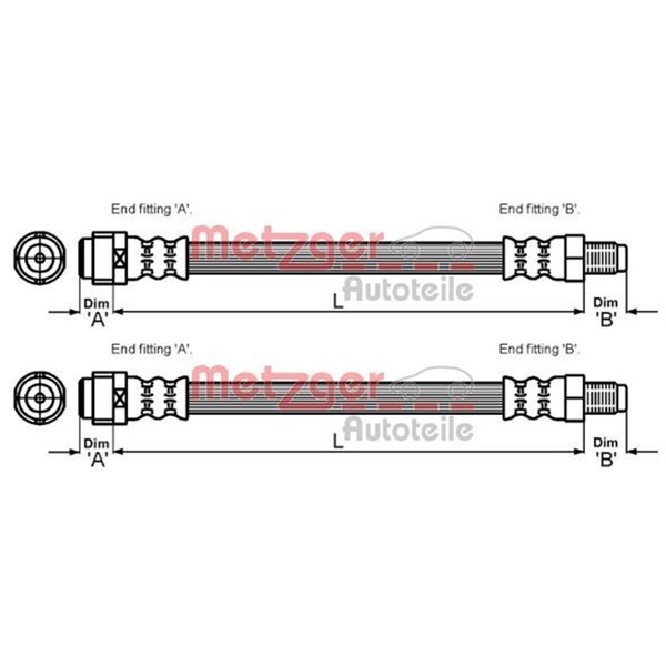 2X Metzger BremsschlÄUche Hinten Beidseitig Passend FÜR MERCEDES-BENZ M-KLASSE-image