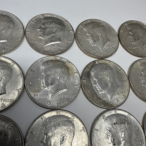 Roll of 20 - 1964 $10 Face Value Full Dates 90% Silver Kennedy Half Dollars - Picture 5 of 9