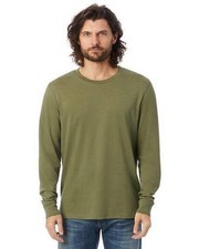 Alternative Apparel Outsider Cotton Long Sleeve Tee Shirt in Army Green-Small