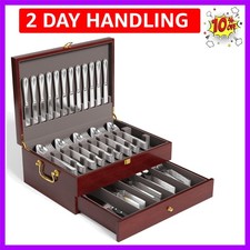 Elegant Mahogany Silverware Box for 12 Sets -...