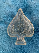 Vintage Indiana Glass Co. Clear Glass Spade Trinket Candy Dish Flowers