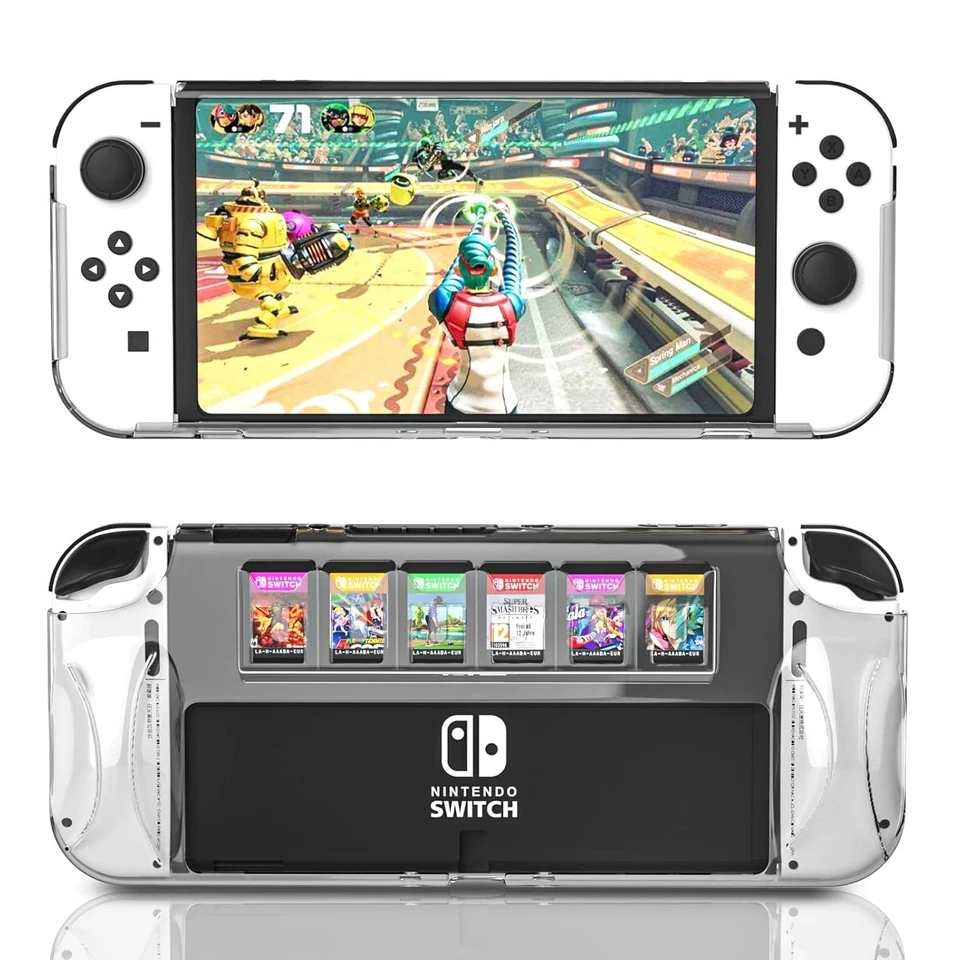 Nintendo Switch OLED Crystal Protector Case With Grip and 6 Game Card Slot - Image 3 of 4