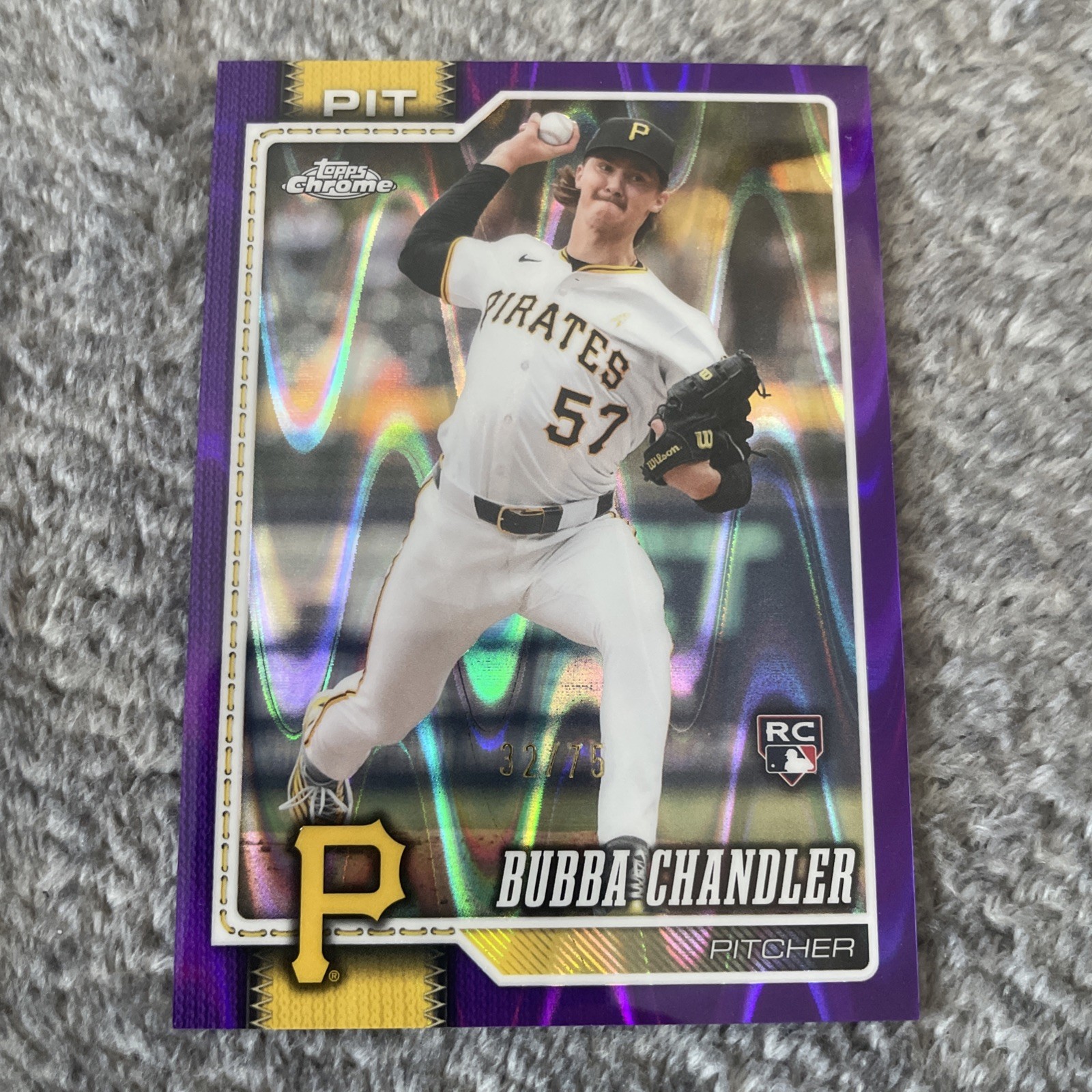 Bubba Chandler 2026 Topps Chrome #93 Purple RayWave /75 RC Pirates