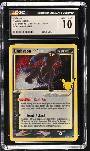 CGC 10 Umbreon Celebrations 17/17 Classic Collection Pokemon Card Gold Star 2021