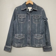 Jones New York Sport Denim Jacket Size Medium Blue Jean Coat Pockets Classic Y2K