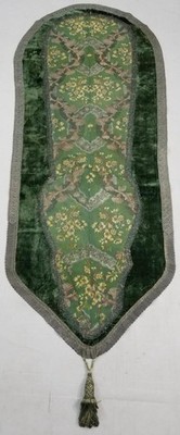 Antiker französischer Blumenbrokat Metallborte Samtbordüre kirchlicher Hang