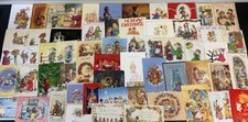 Vintage Christmas Cards Fronts ONLY Kids Children Scrapbooking Crafts Lot of 50