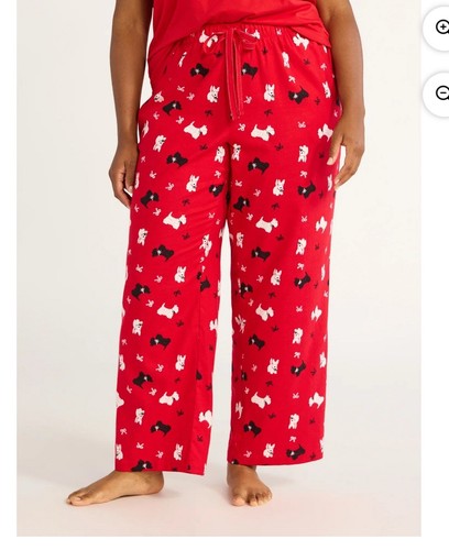 JOYSPUN LADIES PULLON WOVEN Red PRINT FLANNEL Red Pepper. Size Medium
