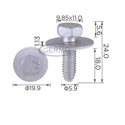 5 x Schraube M6x18 + U-Scheibe Kotflügel Stoßstange für Renault 7703101446