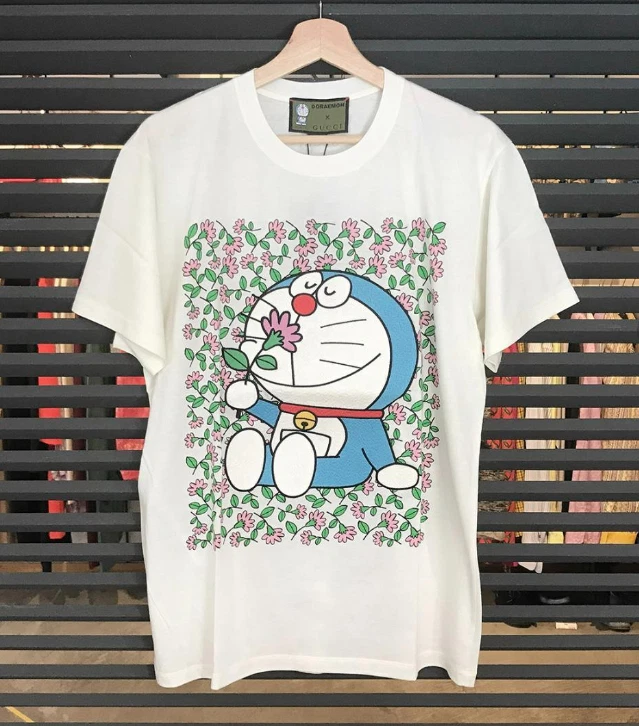 GUCCI x Doraemon T-Shirt Ivory XS size 100%Cotton applique 615044 with tag