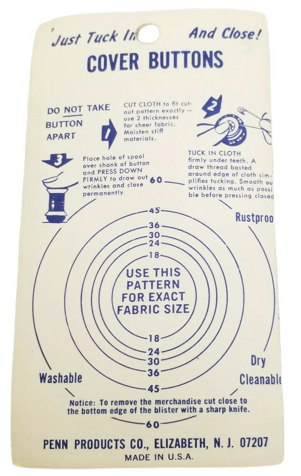 Vintage Penn Quarter Ball Self Cover Buttons White Nylon Ligne 36 Style 493 Lot - Image 4 of 4