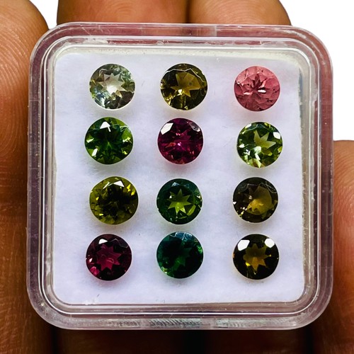 12 Pcs Natural Tourmaline 4.5mm Round Cut Multi Color Loose Gemstones 4.75 Cts - Picture 6 of 8