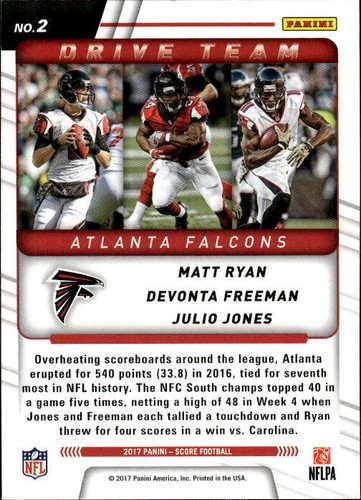 2017 Score Devonta Freeman / Julio Jones / Matt Ryan #2 Drive Team Atlanta 11K - Picture 2 of 2