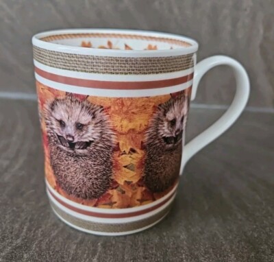 Robert E Fuller weiß grün Igel Fine Bone China Becher Wildtiere handdekoriert