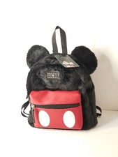 Disney Mickey Mouse Fuzzy Plush Backpack 2 Compartment Faux Fur School Travel