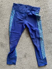 Used L.L.Bean Girls 12 year Leggings Blue Full Length Soft Knit Stretch