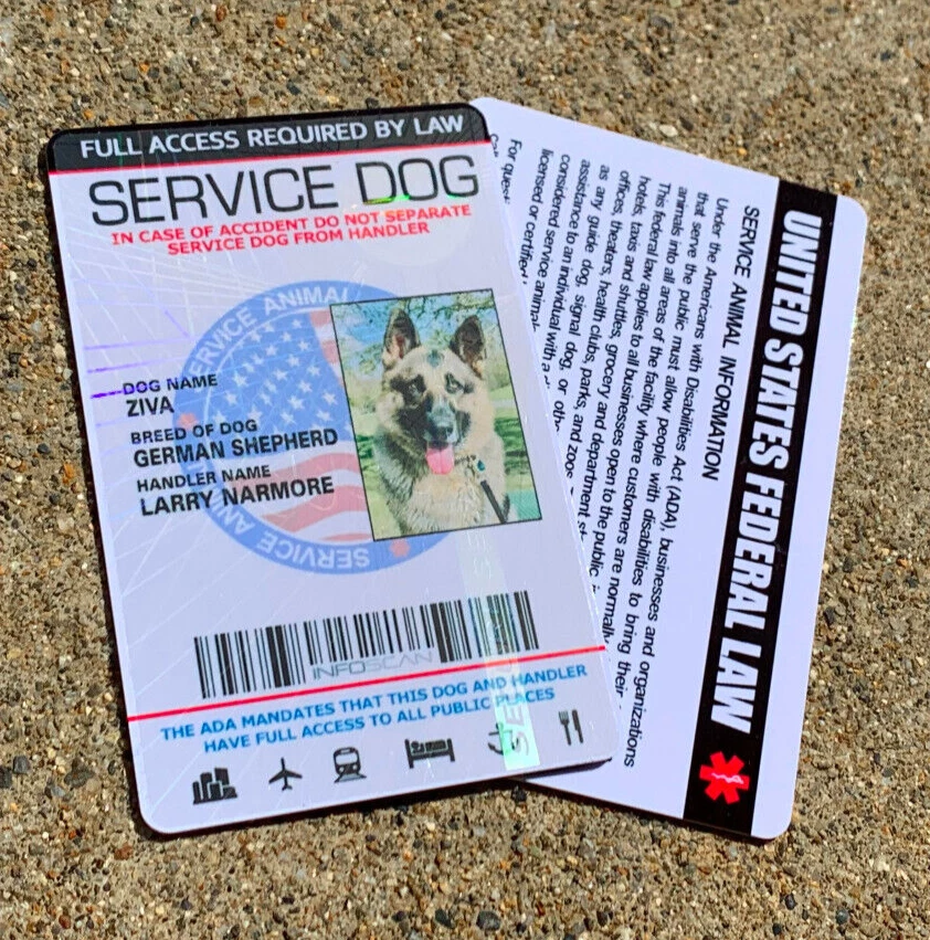 Tarjeta de identificación de perro de servicio holográfica personalizada ESA - SELLO DE BANDERA DE EE. UU. - vertical Foto 2 de 4