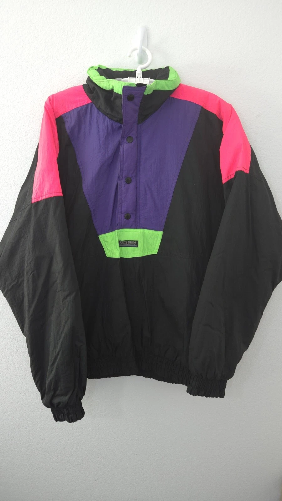 Vintage White Sierra Mens XL Black Purple Green Ski Snow Jacket Parka