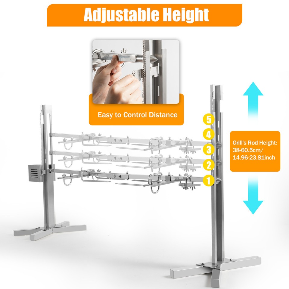 53 inch Large Spit Roaster Rotisserie Chicken Electric BBQ Grill Pig