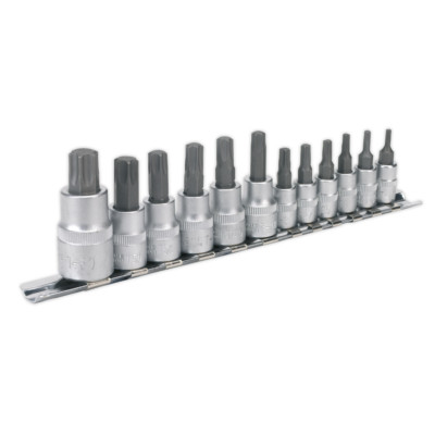 Torx-Stern Buchse Bit Set 12pc 0.6cm,1cm & 1.3cmSq Antrieb AK6213 Sealey Neu