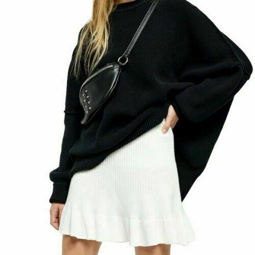 Free People Minirock einfarbig gold gerippt creme Größe Large - Bild 2 von 3