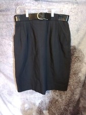 Vintage Casablanca Skirt With Belt And Pockets Black made in USA Sz. 14