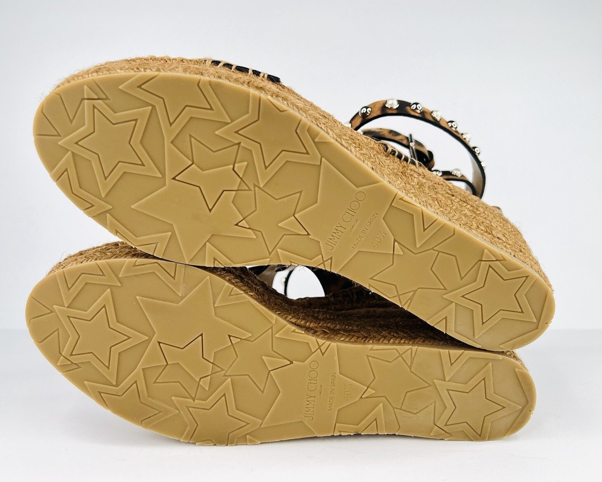Jimmy Choo★ESPADRILLAS Jimmy Choo Danica Leopard Embellished Wedge Platform
