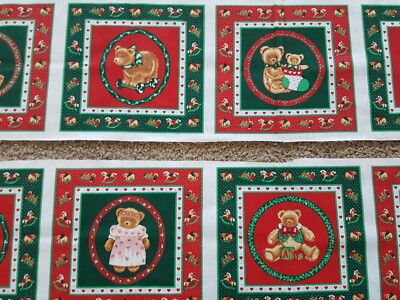 Craft Christmas Fabric Holiday Home Decor 10 9x9 Quilting Blocks Bears Books
