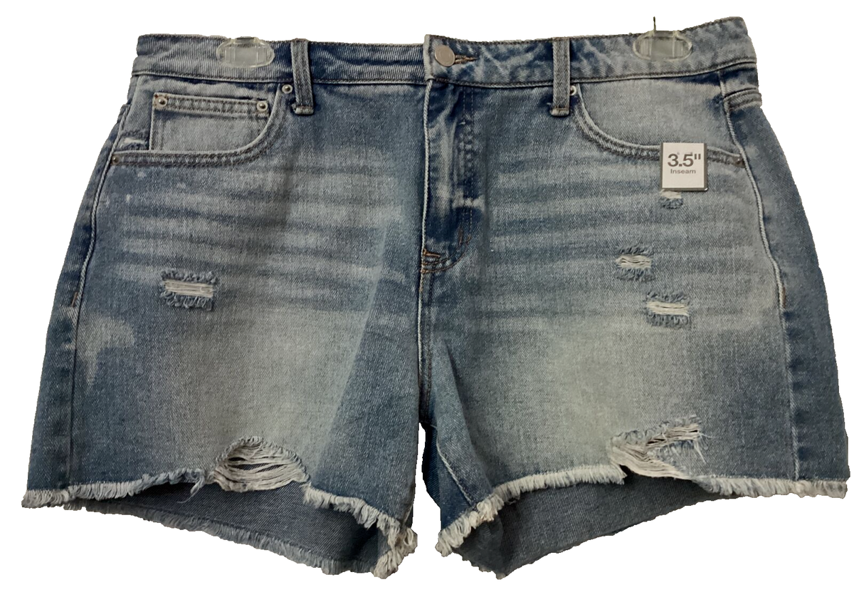 TIME AND TRU LIGHT WASH HIGH RISE FRAY JEANS SHORT Sz 14 | eBay