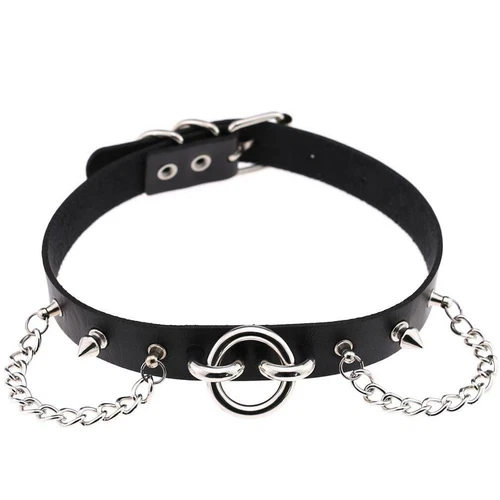 Women Pu Leather Choker Necklace O Ring Neck Collar Chain Gothic Punk Studded - Picture 5 of 49