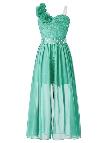 Kids Girls Sequin Pageant Prom Ball Gowns High Low Chiffon Wedding Party Dress - Picture 59 of 78