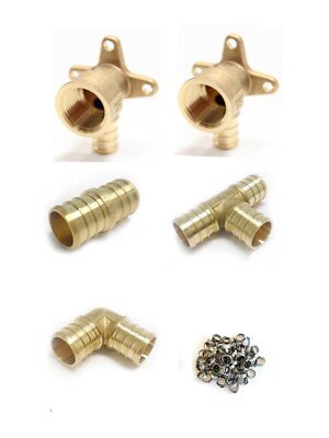 57 PCS 3/4'' PEX CRIMPING FITTING  2 DROP-EAR ELBOWS ,5 EACH-TEE, COUPLING ELBOW