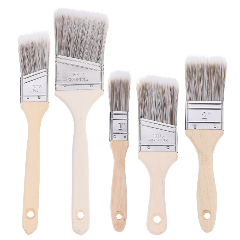 5pcs Portable Paint Brushes Wall Painting Brushes Wooden Handle Paint