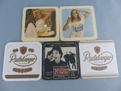 Lot of 5 SOUS BOCK RADELBERGER ROLLING STONES beermats beer felt beer lid E33