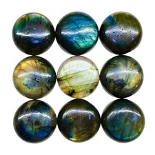 9 Pcs Natural Labradorite 17mm Round Loose Untreated Cabochon Gemstones Lot