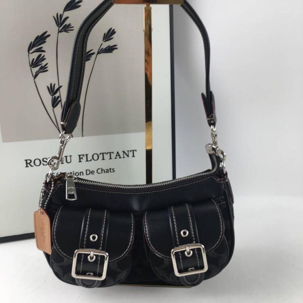 COACH Ashton Baguette In Signature Denim black CQ184 Crossbody Outlet New