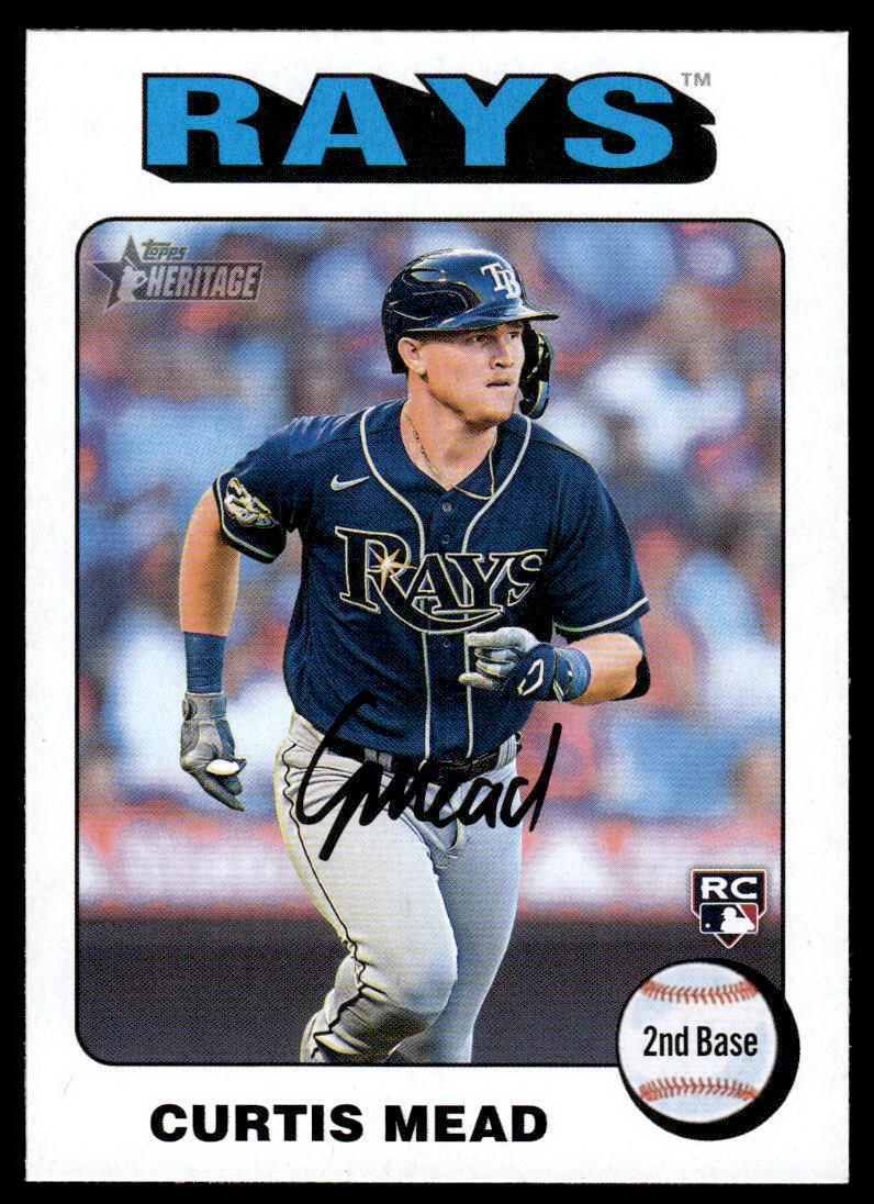 2024 Topps Heritage Curtis Mead #176 White Border RC Tampa Bay Rays