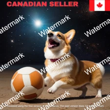 Digit Image Desktop AI Wallpaper Corgi Cute Outerspace Playing with Ball