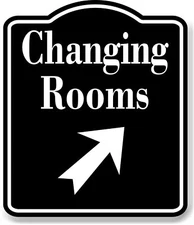Changing Rooms 45 Degree Up Right Arrow BLACK Aluminum Composite Sign