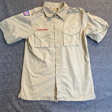 Boy Scouts Of America Adult S Uniform Shirt Button Up Short Sleeve Tan Khaki