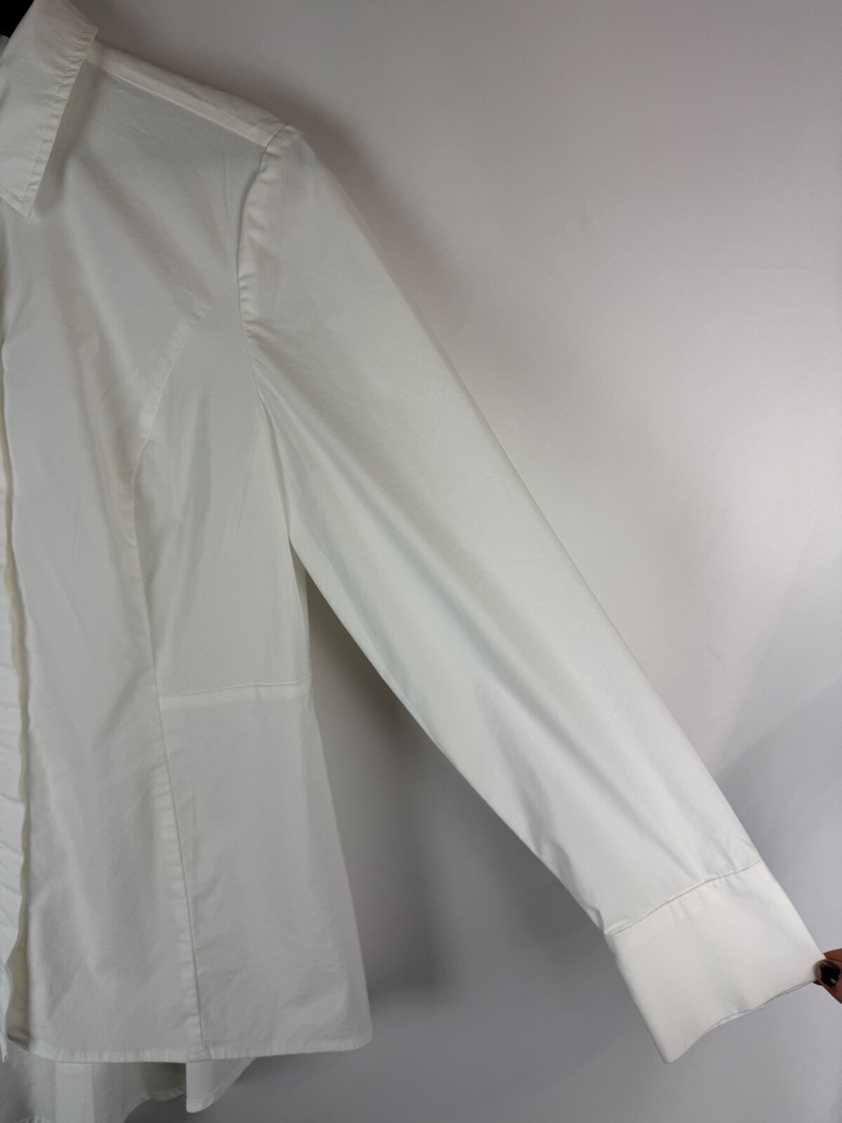 Chico's White Hidden Button Cutout Back Collared … - image 2