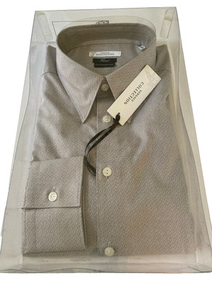 NWB Versace Collection 'Trend' Long Sleeve Button Down Cotton Shirt Sz 42 Beige