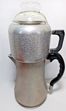 Guardian Service Ware 8 Cup Drip Coffee Pot With Glass Lid Hammered Aluminum 15"