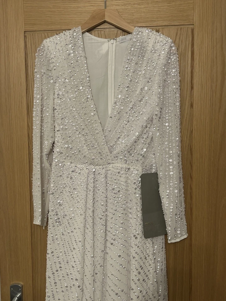 Vestido envolvente de boda con lentejuelas adornadas de ASOS 10 NUEVO CON ETIQUETAS Foto 2 de 4