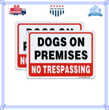 2 Pack Dogs on Premises No Trespassing Sign, 10 X 7 Inches Aluminum